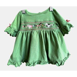 Goodlad Smocked Dress Girls Toddler 12Mos 12 Months Farm Animals Horse Pig Cow